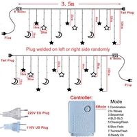 Guirlande lumineuse étanche 220V avec prise EU, 138 LED, motif lune et étoile, pour décoration de maison, Ramadan, Aïd, Noël
