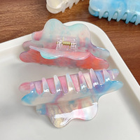 Shily&OS Pince à cheveux élégante en forme de nuage couleur sirène, grande pince requin en acrylique, accessoires capillaires féériques pour femmes et filles