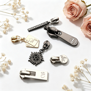 Custom Logo Zinc Alloy Zipper <b>Puller</b> Embossed Metal Zipper Pull Tab for Garment Handbag Hardware - Product Image 1