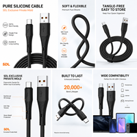 Cable de Carga Rápida y Transferencia de Datos USB-A a USB-C de Silicona Pura SDL F263 de Marca Privada, 18W, 1M, Tacto Suave y Flexible