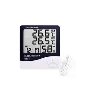 HTC-2 Dual Temperature Hygrometer <b>Waterproof</b> Indoor/<b>Outdoor</b> <b>Waterproof</b> Probe Buckle <b>Clock</b> Calendar Water Temperature Household - Product Image 1