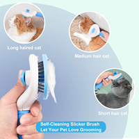 Brosse démêlante auto-nettoyante incurvée pour animaux de compagnie, peigne anti-puces en acier inoxydable pour chiens et chats, brosse à poils pour animaux