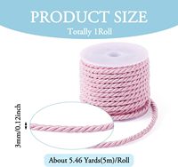 Cordon tressé torsadé métallisé rose de 3 mm, cordon décoratif en macramé pour vêtements, chaussures, bijoux, bracelets, rideaux