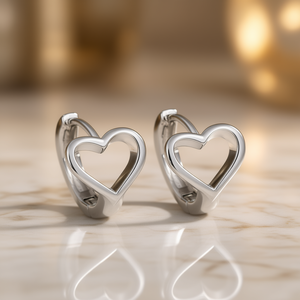 Orecchini a cerchio a forma di cuore in argento 925 per uso quotidiano, gioielli unisex, orecchini raffinati, design elegante - Product Image 2