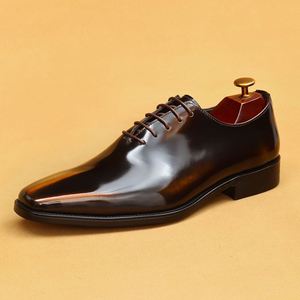 Chaussures habillées en cuir verni de style britannique pour hommes, style formel et professionnel, doublure en cuir de vachette véritable, Oxford monobloc - Product Image 6