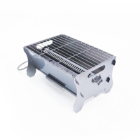 Barbecue portable de camping en acier inoxydable sans fumée, au gaz et au charbon de bois, avec revêtement résistant à la chaleur