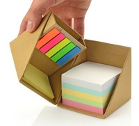 Bloc-notes adhésifs imprimés en forme de cube avec porte-stylo, couverture en papier, 100 feuilles, reliure à feuilles mobiles pour usage promotionnel