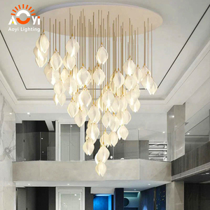 Lustre <span class=keywords><strong>en</strong></span> verre à pétales artistiques, élégant et à plusieurs niveaux, pour hall d'hôtel - Product Image 2