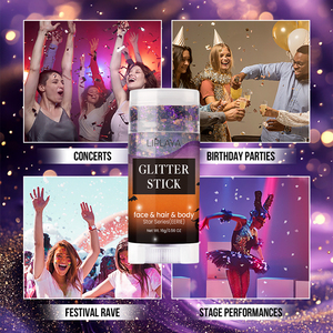 แท่งกลิตเตอร์สำหรับแต่งหน้าทำสีผมเป็นประกายสีเงินสีม่วงส้มกันน้ำ - Product Image 2