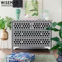 WISEMAX FURNITURE Table d'appoint décorative pour chambre à coucher Style campagnard américain Armoire à quatre tiroirs en bois massif avec peinture d'article