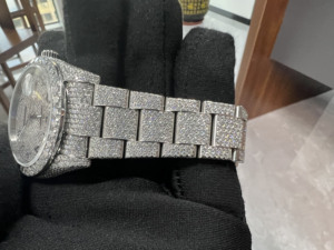 Montre pour homme <span class=keywords><strong>ROLX</strong></span> avec cadran arabe en argent, entièrement sertie de diamants en moissanite, mouvement automatique 22 carats - Product Image 2