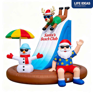 Decoración Navideña Inflable de Santa Claus y Muñeco de Nieve con Luces LED, Material de Poliéster 190T, Personalizable de Fábrica, para Jardín o Patio - Product Image 5