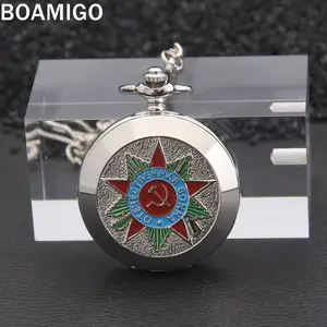 BOAMIGO นาฬิกาข้อมือผู้ชาย,โซ่นาฬิกาประดับจี้เงินจากรัสเซีย