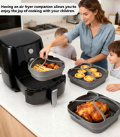 Revêtements en silicone pour friteuse à air avec poignées, carrés, réutilisables, pour panier de friteuse à air, insert de plaque de cuisson, accessoires de cuisson pour friteuse à air