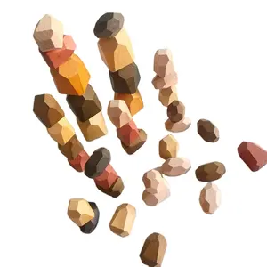 木制岩石分类堆叠平衡石教育学前学习玩具儿童大型堆叠玩具