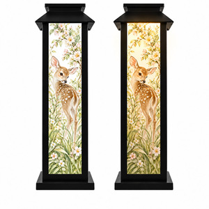 Lámpara Solar LED Botánica Fawn Meadow, Farol Metálico Decorativo para Jardín, Patio, Hogar, Estilo Decorativo - Product Image 1