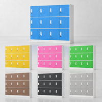 Armoire à casiers métalliques pour enfants à 12 portes pour le rangement en classe scolaire, casiers en acier jaune avec portes verrouillables et étagères ouvertes