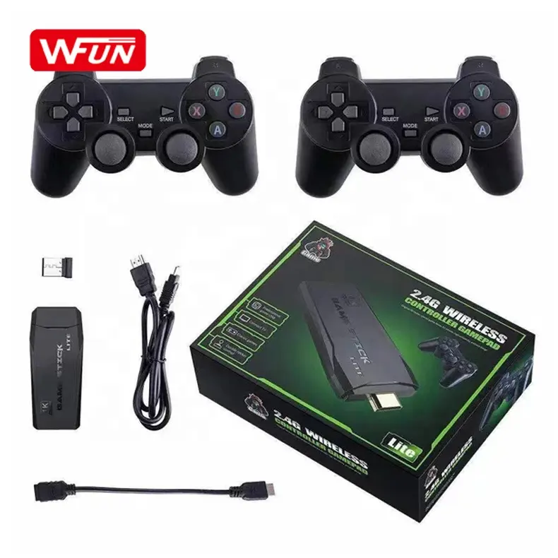 WFUN Ultra Videospiel konsole Dual Gamepad für PS1/SNES Retro HD TV-Konsole 64GB 10000 Spiele Video 4K Game Stick