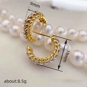 Orecchini a Perno in Stile Francese con Linee Geometriche, Eleganti Gioielli da Donna per Uso Quotidiano e Regalo - Product Image 4