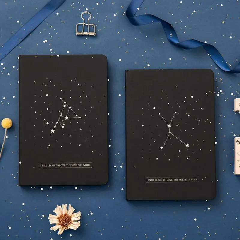 Жесткий картонный персонализируемый ежедневник в виде знаков зодиака для девочек, оригинальное украшение в твердой обложке, блокнот a5, черный