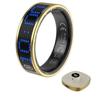 Новое умное кольцо с сенсорным экраном и цифровым дисплеем, водонепроницаемое (5 АТМ), управление через приложение, напоминание о звонках, фото, измерение пульса и уровня кислорода в крови. - Product Image 5