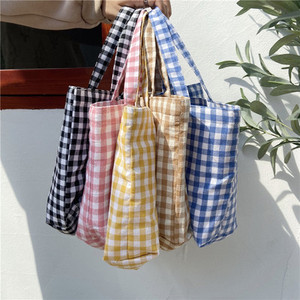 Sacs à main à carreaux pour filles, Design Simple, Mini sac Kawaii, petit sac à main en coton à emporter, - Product Image 2