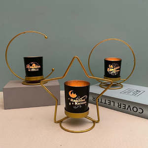 DAMAI Ramadan Gold Moon Shaped Metal Pillar Candle Holder Centerpiece Candlestick Stand - Product Image 1