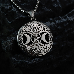 Men's Stainless Steel Pendant Necklace Viking Tree Of Life <b>Design</b> <b>Star</b> Pattern Geometric Gift Jewelry - Product Image 1