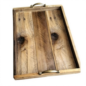 Bandeja de Madera de Acacia de Lujo Hecha a Mano y Grabada, Ecológica, con Asas de Latón, Apta para Lavavajillas y Microondas, para Servicio de Alimentos en Hoteles y Catering - Product Image 6
