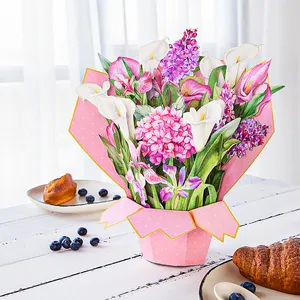 Groothandel Custom Exclusieve Calla Lelie Life Sized Boeket 3D Wenskaart Unieke Voor Moederdag Bloem Dozen Voor Boeketten