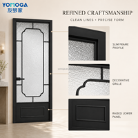 Puerta Francesa Retro de Marco Delgado para Baño y Cocina, Panel de Vidrio Sencillo