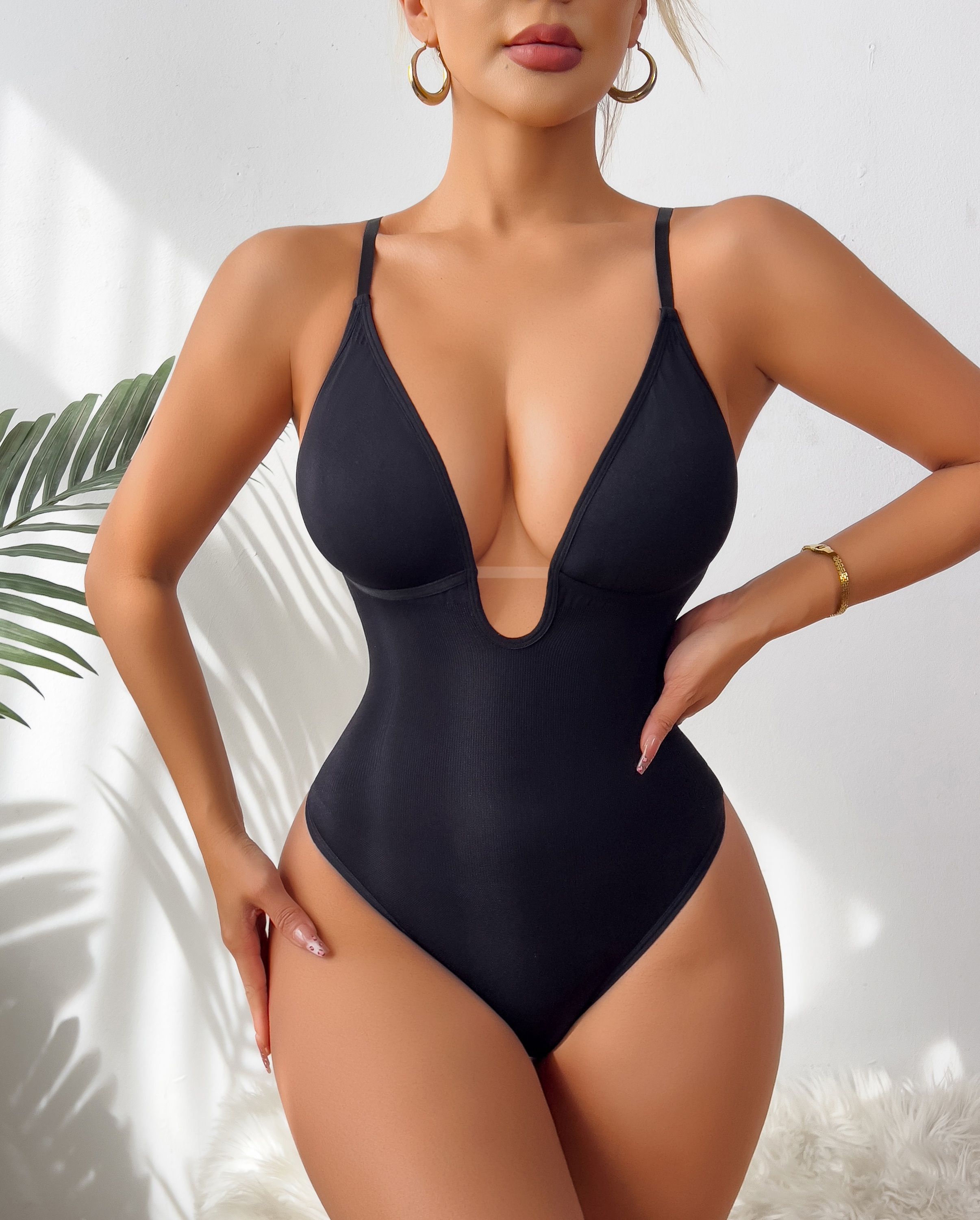 Seamless Tummy-Control Thong: back view showing seat coverage and shaping construction