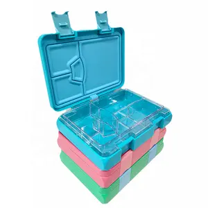 Eco friendly gasket microwavable biodegradable sustainable bento lunch boxes 4 compartment reusable bento kids lunch box