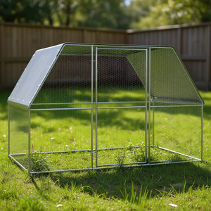 Cage à poulets en acier galvanisé pour extérieur, 9,8 x 6,6 x 6,6 pieds, durable, rectangulaire, fournitures pour petits animaux - Product Image 2
