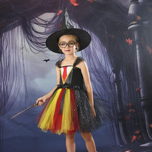 Disfraz de <span class=keywords><strong>Bruja</strong></span> Infantil para Halloween, Disfraz de Cosplay de Televisión y Cine para Niñas, Material de Poliéster, Tallas S-XXL - Product Image 3