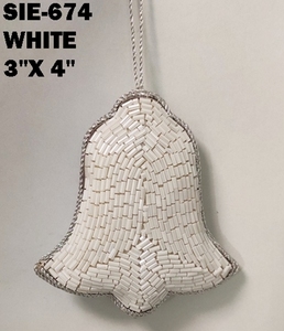 Luxury Handcrafted Velvet Bell Christmas Ornament with Zari Embroidery Beaded Tassel X-Mas <b>Tree</b> Hanging Decoration Item - Product Image 5