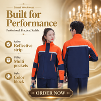 Ensemble uniforme de travail personnalisé pour hommes, résistant aux taches et à l'usure, en polyester réfléchissant à manches longues, chaud et idéal pour le travail.