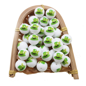 Perles en silicone imprimées Feuille Joyeuse de qualité alimentaire, design populaire, 15 mm, perles focales pour la Saint-Patrick, pour la fabrication de stylos et de porte-clés - Product Image 5