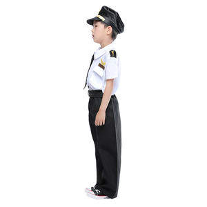 Fantasia de Piloto Infantil para Halloween, Roupas Profissionais de Capitão com Chapéu, Conjuntos de Poliéster - Product Image 3
