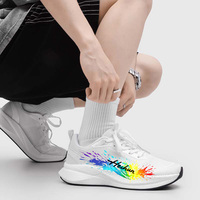 Chaussures de course à lacets pour hommes et femmes, tendance mode, avec impression de logo personnalisé, respirantes, légères, en maille, pour la marche, décontractées