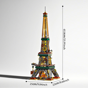 JQ1117 Puzzle semi-mécanique Paris Tour <span class=keywords><strong>Eiffel</strong></span> style Cyberpunk, blocs de construction science et éducation, vue sur la rue - Product Image 6
