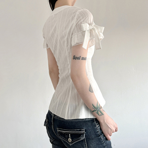 Blusa Casual de Verano para Mujer, Simple, de Algodón, Tejida, Plisada, Transpirable, Ligera y Transparente - Product Image 4