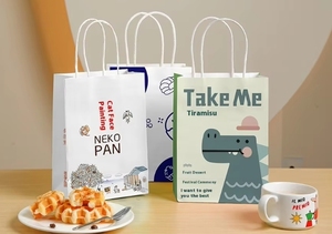 Sac fourre-tout en papier kraft crémeux vent de luxe or givré et brume douce estampillé pour l'artisanat <span class=keywords><strong>ou</strong></span> les cadeaux de faveur de mariage - Product Image 3