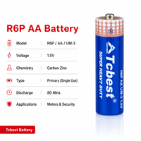Pile au carbone-zinc AA R6P 1,5 V, autonomie de 80 minutes, coque en fer robuste, directement de l'usine, pour manette de jeu, lampe de poche