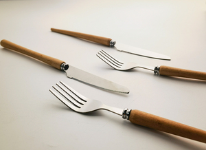 Chất Lượng Cao Bằng Gỗ Xử Lý Nĩa Và Dao Đặt 6 PC/12 PC Thép Không Gỉ Flatware Sereco-Thân Thiện Với Máy Rửa Chén An Toàn - Product Image 6