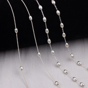 Cadena de Bolas/Cadena de Cable Creativa de Plata de Ley S925 con Cuentas Ovaladas <span class=keywords><strong>para</strong></span> <span class=keywords><strong>Hacer</strong></span> Joyas de Collar y Pulsera <span class=keywords><strong>para</strong></span> Mujeres y <span class=keywords><strong>Niñas</strong></span> - Product Image 1