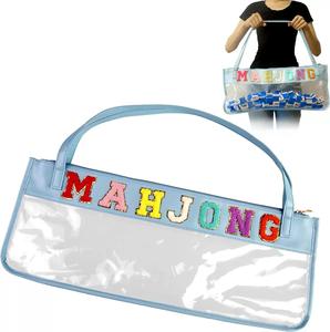 Juego de Mahjong Americano de Lujo Moderno, con Estuche Plano Portátil de PVC con Cierre, Fichas Lila MAHJ Club, Grandes, Transparentes e Impermeables - Product Image 2
