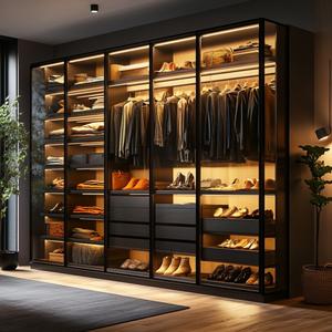 2024 Modern Walk-in Closet Wardrobe Custom Systems Design Solid Wood Bedroom <b>Cupboards</b> MDF for Living Room Bedroom Customizable - Product Image 3