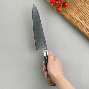 HK Traditional 67-layer Vg10 Damascus Ambidextrous Polished Sustainable Chef's <b>Knife</b> CK003 9.8cm Blade 3.0mm Thick Tree Knot - Product Image 4
