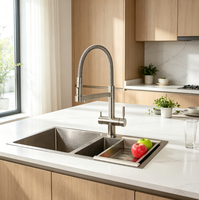 Robinet de cuisine moderne en acier inoxydable avec filtre à eau 4-en-1 et robinet mélangeur 4 voies pour eau potable